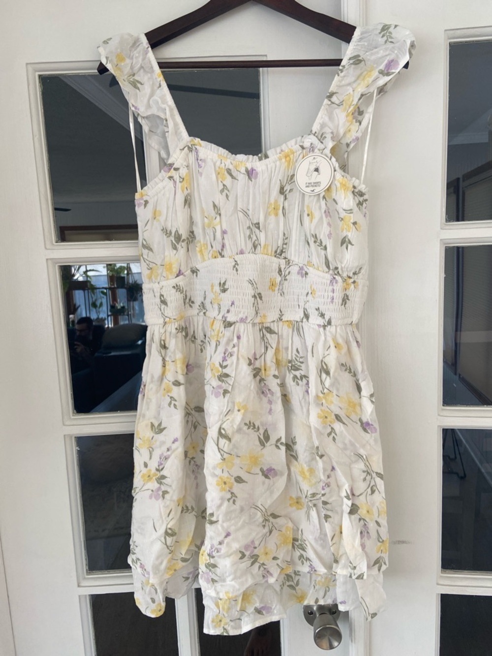 Hollister White Floral Sundress with Shorts and Yellow & Lavender Flowers